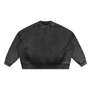 Unisex Oversized Mineral Wash Sweatshirt – Vintage Heavyweight Cotton Boxy Crewneck