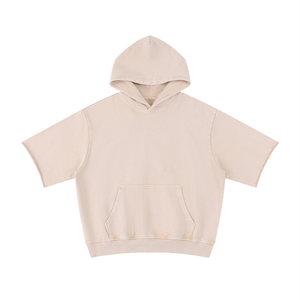 Unisex Mineral Wash Short Sleeve Hoodie – Oversized Vintage Streetwear Hooded Tee