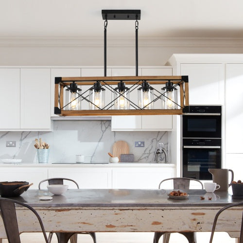 5 Lights Vintage Farmhouse Chandelier For Kitchen, Living Room, Dining Room