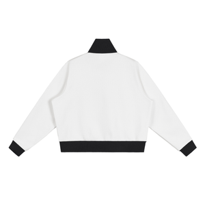 Cropped Fleece Track Jacket with Contrast Side Stripes