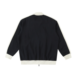 Contrast Trim Stand Collar Jacket