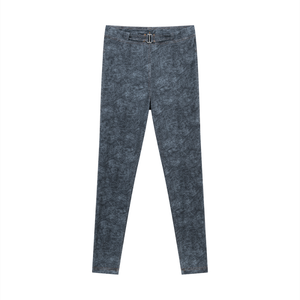 Women's Faux Denim Zip Fly Leggings – High-Waisted Stretch Jeggings