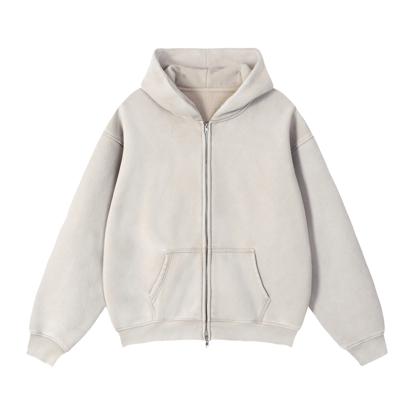 Zip-Through Boxy Fleece Hoodie