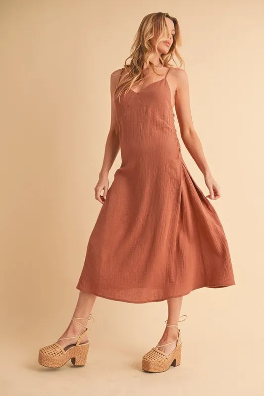 Aemi + Co Side Button Midi Cami Dress – MYN2O