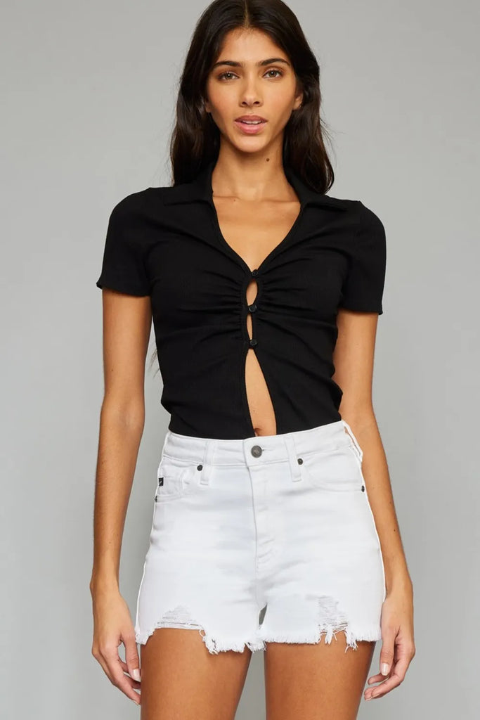 KanCan full size high rise frayed hem denim shorts – edgy casual summer fashion – MYN2O