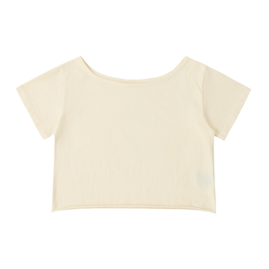Off-Shoulder Rolled Hem Cotton T-Shirt