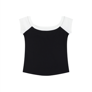 Women's Off-the-Shoulder Crop T-Shirt – Slim Fit Casual Fashion Top