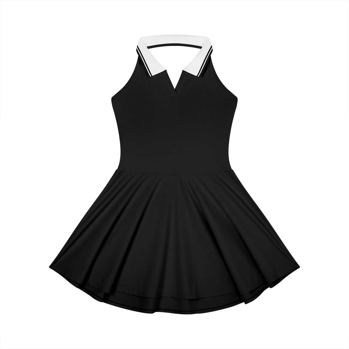 Women's Collared Halter A-Line Tennis Dress – Sleeveless Activewear Dress