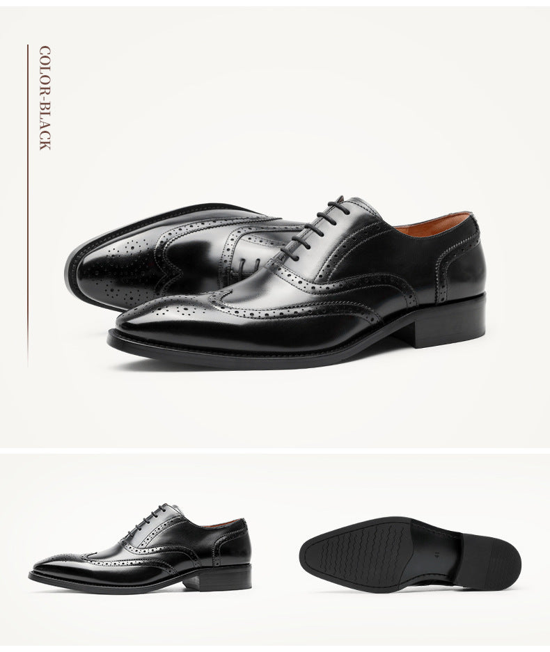 Men’s Pointed Toe Leather Dress Shoes – Korean British Style by MYN2O