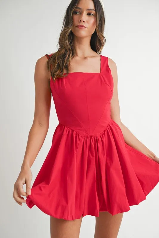 MABLE Poplin Square Neckline Bubble Mini Dress – MYN2O

