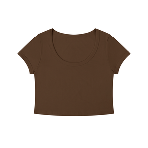 Women's Solid Color Slim Crop T-Shirt – Fitted Everyday Essential Crop Top