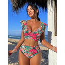 Women's two-piece swimsuit, ruffled halter bikini, summer beachwear