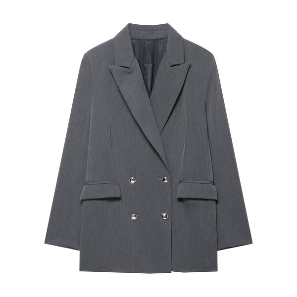 French-style Womens Fashion Versatile Double-breasted Blazer