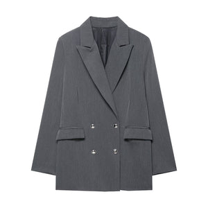 French-style Womens Fashion Versatile Double-breasted Blazer