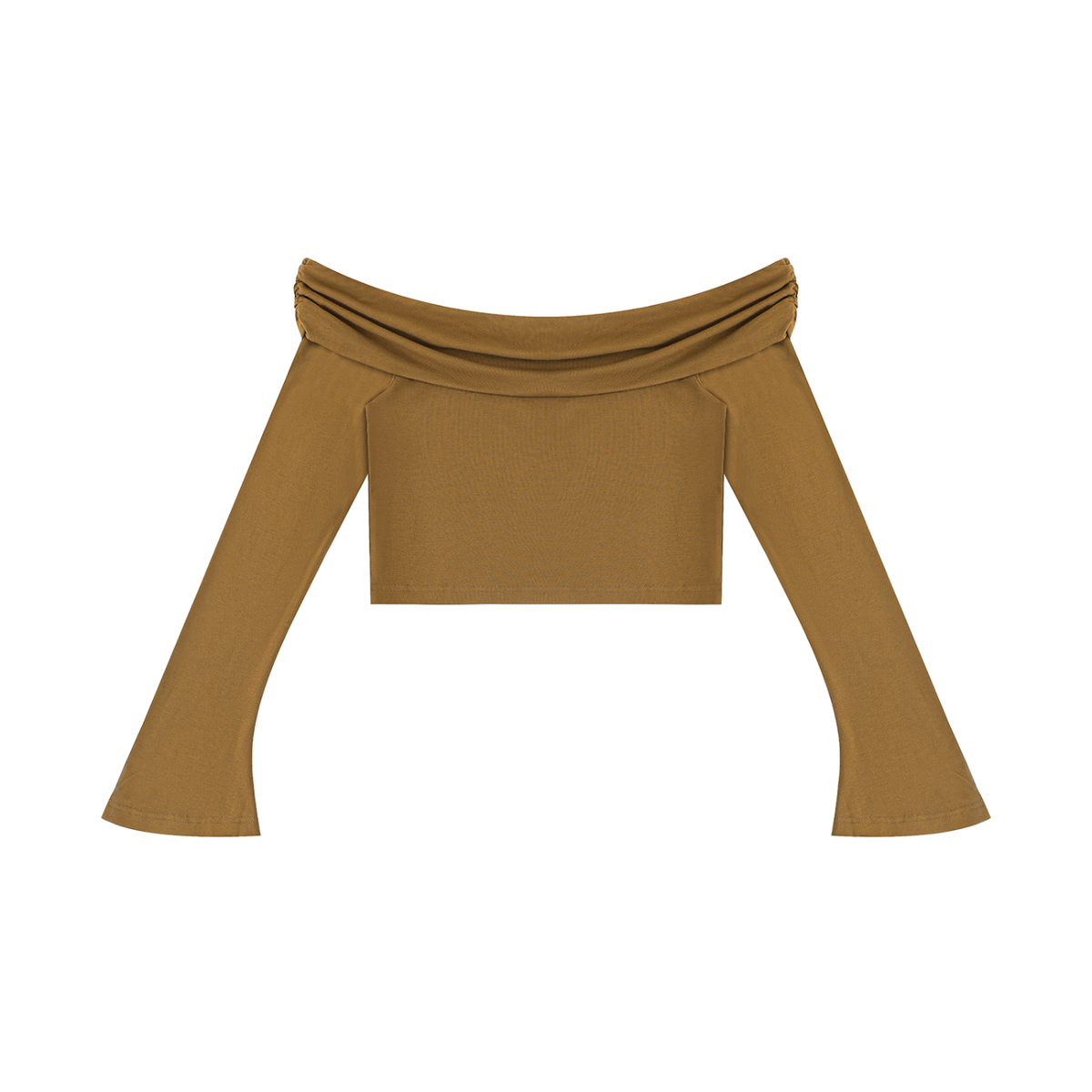 Women's Off-the-Shoulder Bell Sleeve Crop T-Shirt – Slim Fit Fashion Top