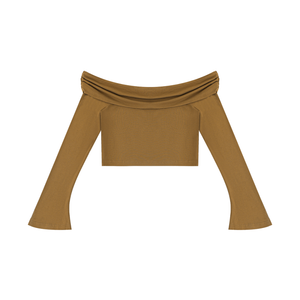 Women's Off-the-Shoulder Bell Sleeve Crop T-Shirt – Slim Fit Fashion Top