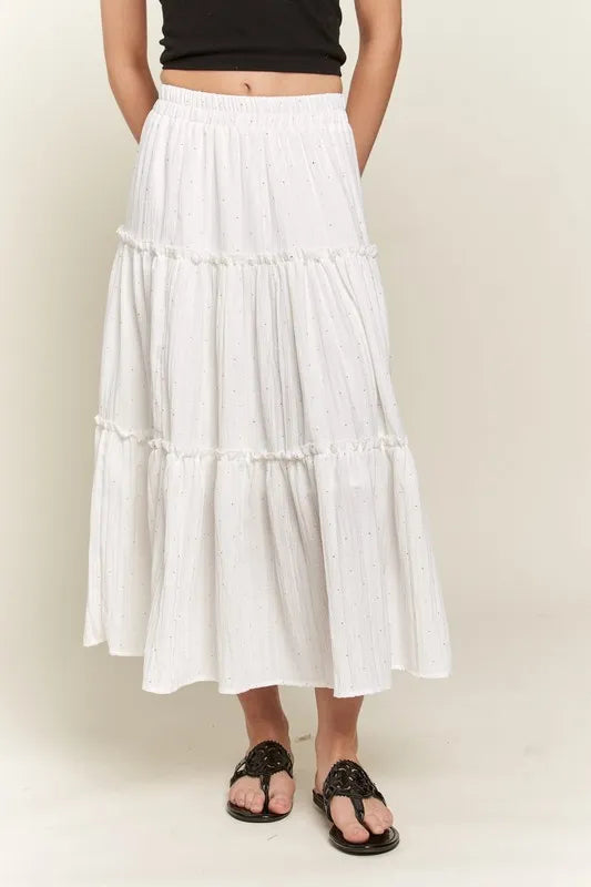 Adora Rhinestone Accent Tiered Skirt – MYN2O