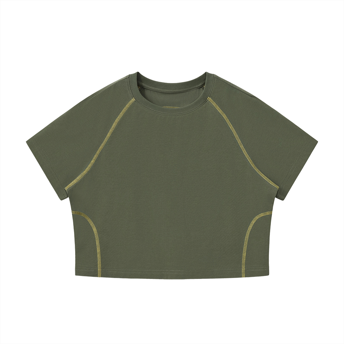 Women's Contrast Stitch Raglan Crop T-Shirt – Slim Fit Retro Crop Top