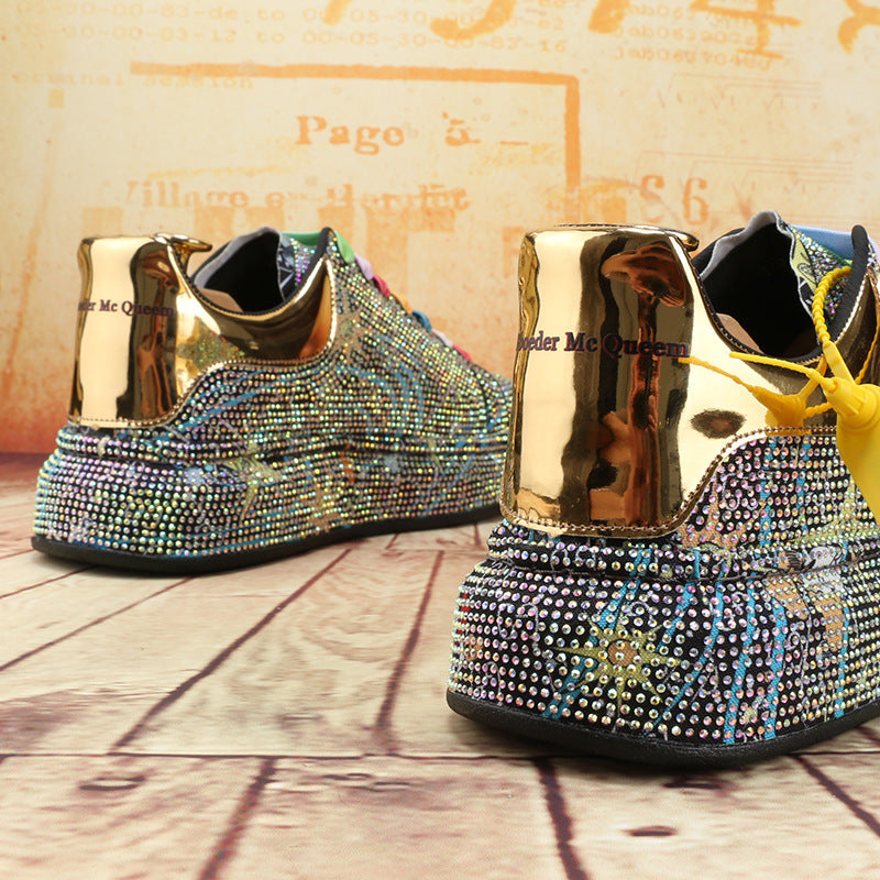 Thick Soled Colored Diamond Lace Up Lefu Men's Shoes