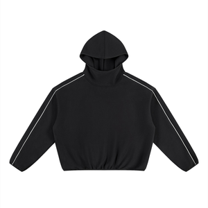 Unisex Boxy Piping Fleece Hoodie