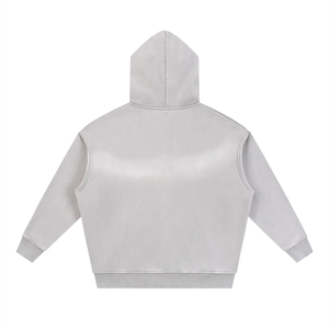 Unisex Vintage Sunfade Two-Way Zip Boxy Fleece Hoodie – Oversized Heavyweight Hoodie