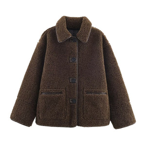 Womens Cozy Casual Double-Sided Leather-and-Fur All-in-One Coat For Warmth And Style