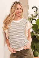 Lime N Chili Striped Contrast Ruffle Detail Sleeveless Top – MYN2O