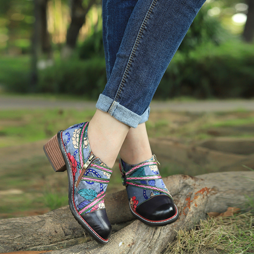  Graffiti Comfortable Thick Heeled Shoes | MYN2O

