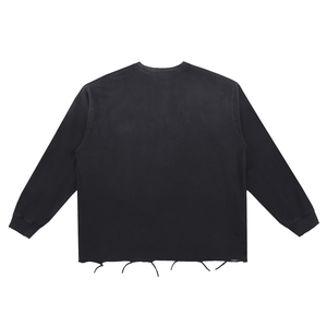 Snow Wash Raw Edge Cotton T-Shirt