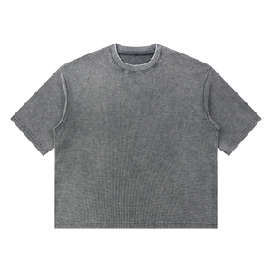 Unisex Mineral Wash Waffle Boxy T-Shirt – Oversized Textured Streetwear Tee