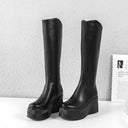 Women’s Cowhide Platform High-Heeled Boots – Bold & Fashion-Forward | MYN2O