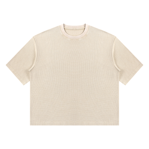 Unisex Mineral Wash Waffle Boxy T-Shirt – Oversized Textured Streetwear Tee