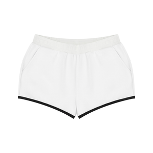 Women's Retro Contrast Trim Athletic Shorts – High-Waisted Activewear Shorts