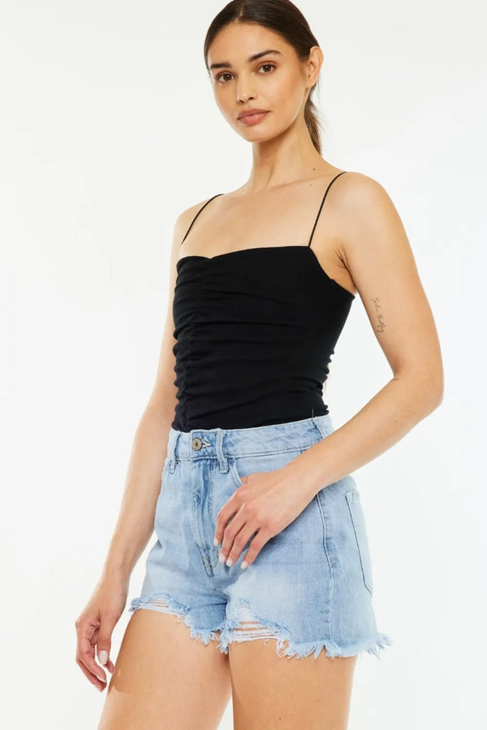 KanCan raw hem distressed high waist denim shorts – edgy casual summer style – MYN2O

