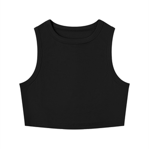 Women's Tight Crew Neck Crop Tank Top – Slim Fit Essential Sleeveless Top