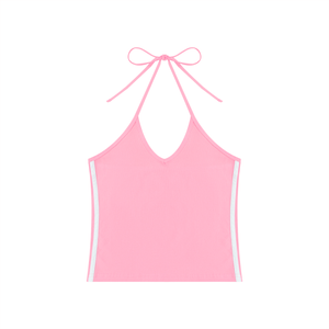 Women's Color Block Halter Crop Tank Top – Sleeveless Summer Essential