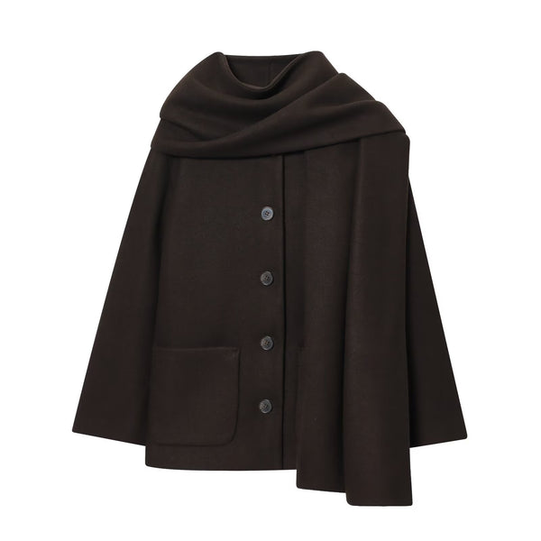 Autumn New Style European And American-Style Scarf Coat British-Style Navy Coat