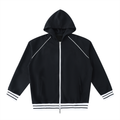 Striped Trim Zip-Up Hoodie