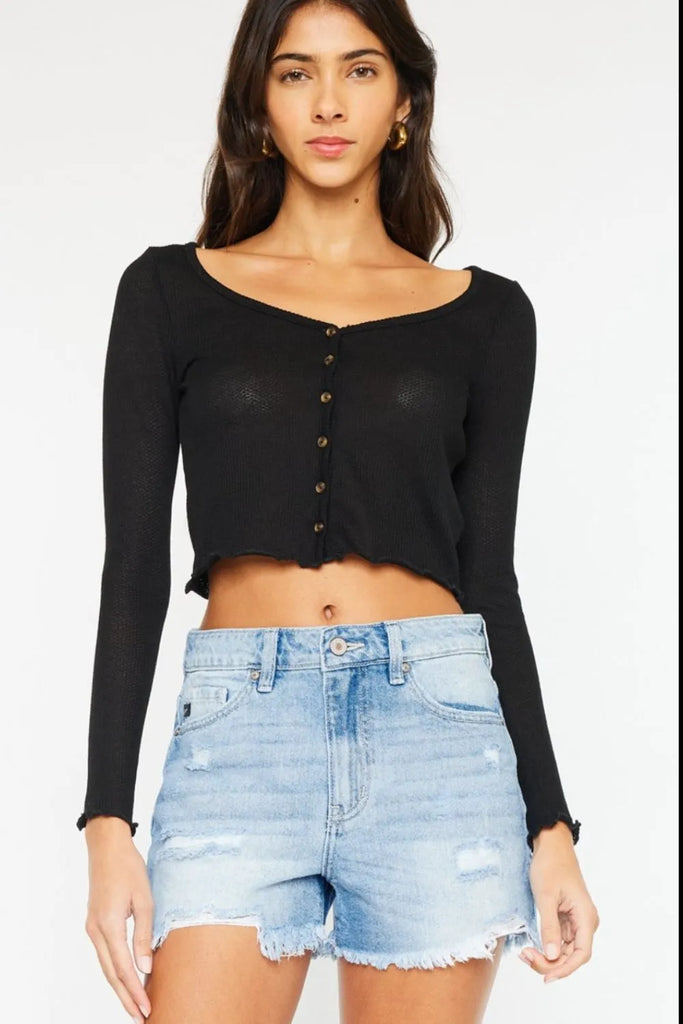 Kancan High Waist Frayed Denim Shorts – MYN2O

