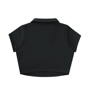 V-Neck Lapel Crop Top