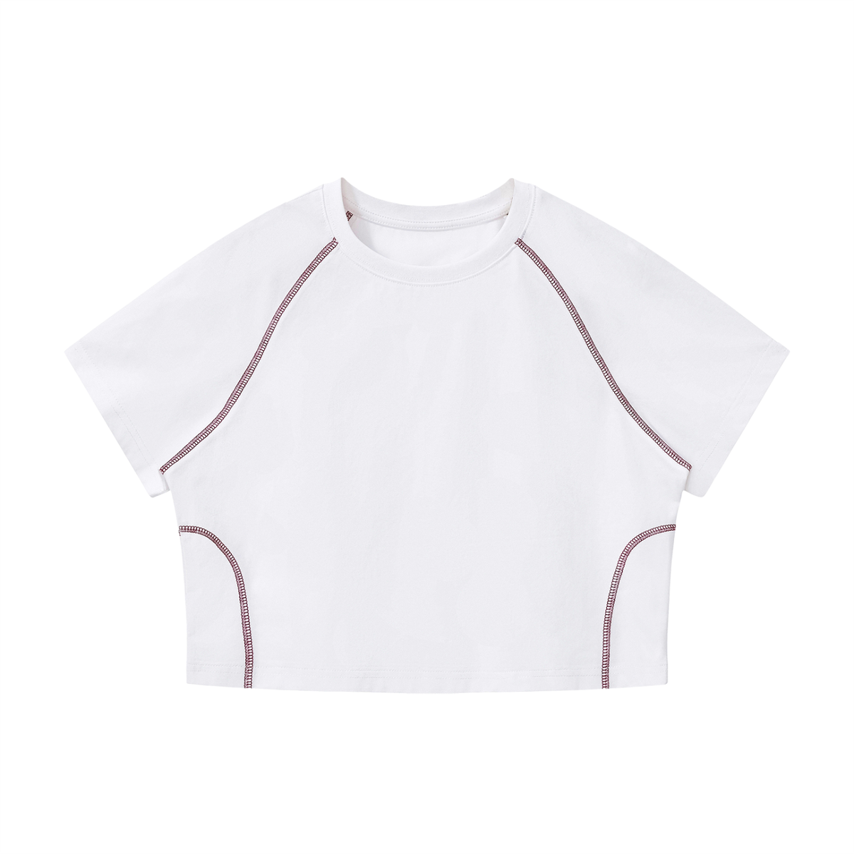 Women's Contrast Stitch Raglan Crop T-Shirt – Slim Fit Retro Crop Top