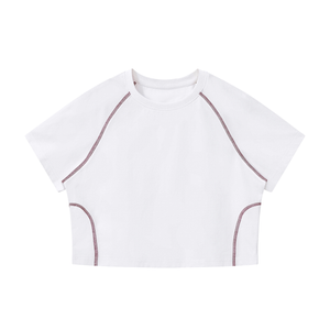 Women's Contrast Stitch Raglan Crop T-Shirt – Slim Fit Retro Crop Top