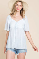 Lime N Chili Thin Striped Tie-Front Babydoll Top – MYN2O

