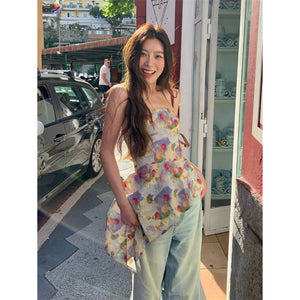 Pure And Alluring Style Oil Painting Print Tube Top For Women