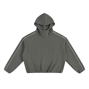 Unisex Boxy Piping Fleece Hoodie