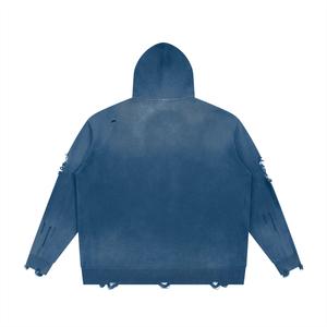 Unisex Distressed Full Zip Sweater