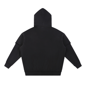 Snow Washed Raw Edge Double Layered Hoodie