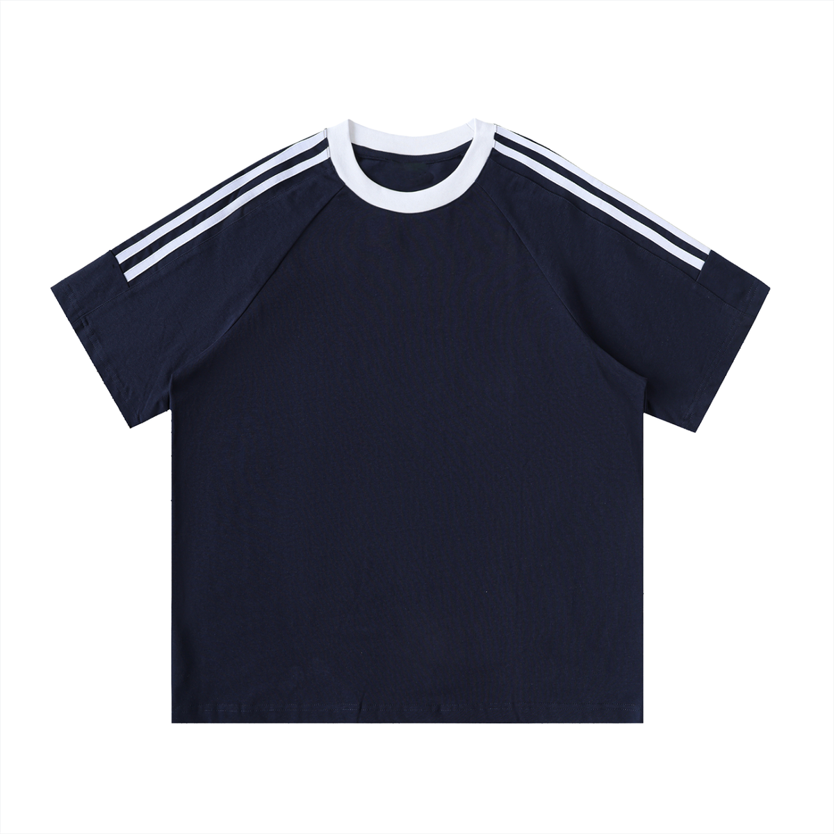 Contrast Tape Crewneck Cotton T-Shirt
