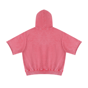 Unisex Mineral Wash Short Sleeve Hoodie – Oversized Vintage Streetwear Hooded Tee