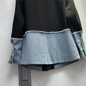 Women's Asymmetric Denim Jacket – Black and Blue